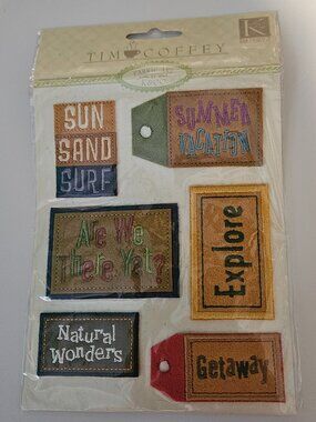 RARE NIP K & CO TIM COFFEY EMBELLISHMENT SCRAPBOOKING TRAVEL VACATION STICKERS
